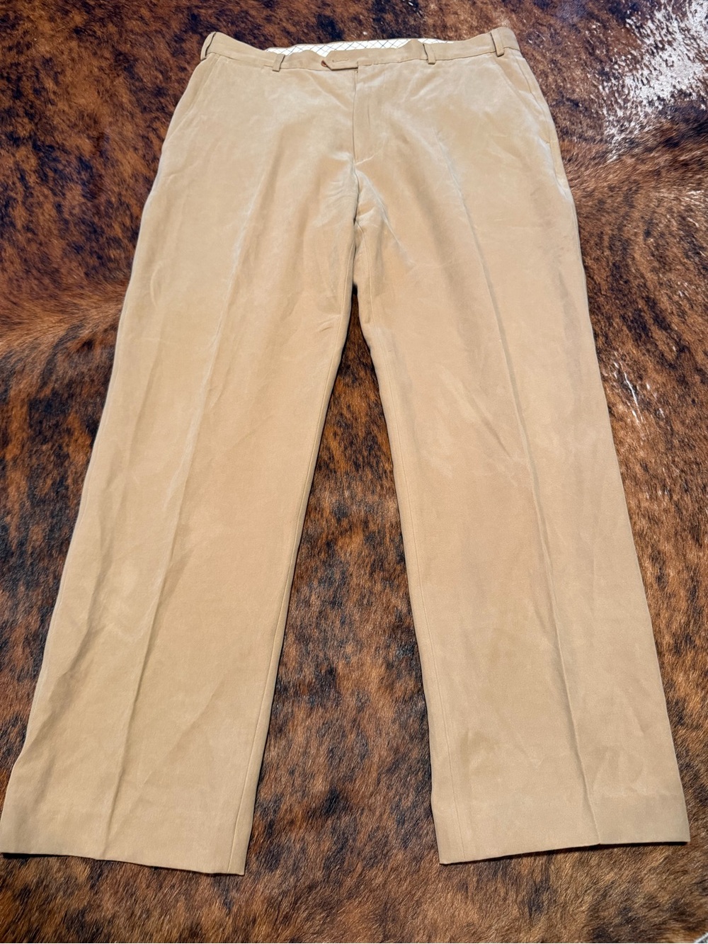 Scott Barber Premium Silk Cotton Luxury Chino Trousers Beige Khaki Men's Size 37